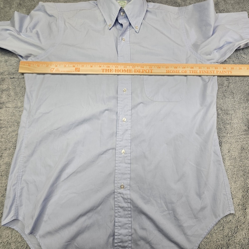 Vintage Brooks Brothers Makers Brooksweave Shirt Mens 15 Blue Short Sleeve USA - Picture 3 of 9